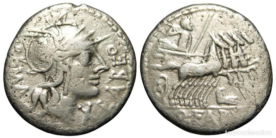 Monedas Roma Rep&uacute;blica: Rep&uacute;blica Romana Q. Fabius Labeo AR Denarius 124 aC, Gens Fabia
