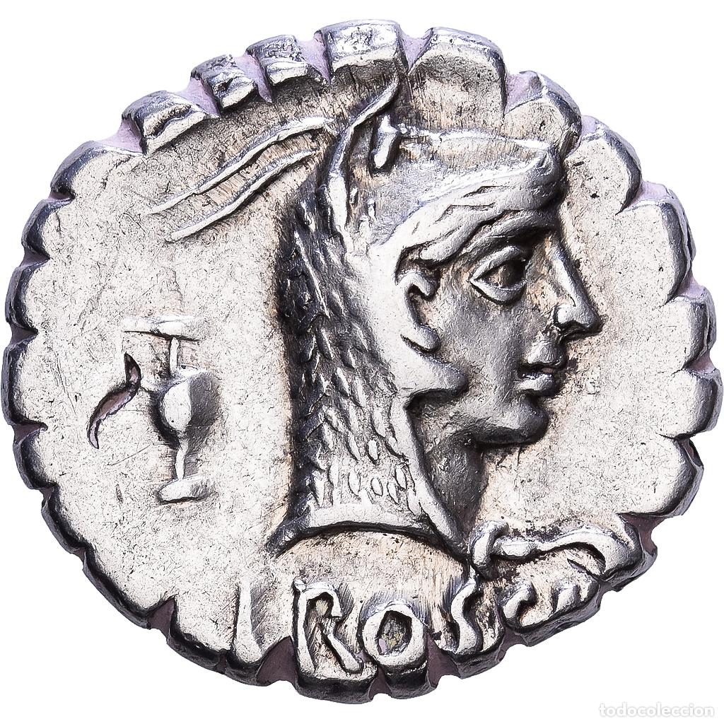Monedas Roma Rep&uacute;blica: [#1547255] Roman Republic, Roscia, Denarius Serratus, 64 BC, Rome, Plata, MBC