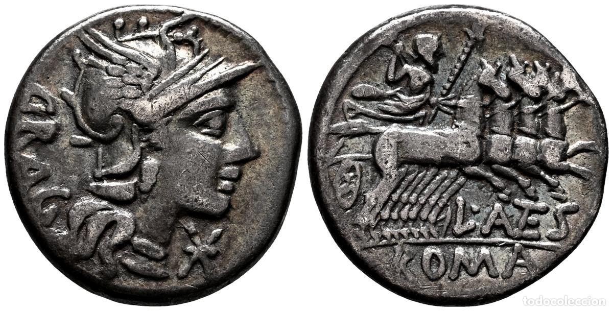 Monedas Roma Rep&uacute;blica: GENS ANTESTIA. Denario. (Ar. 3,87g/19mm). 136 a.C. Roma. (FFC 151; Crawford 238/1). Anv: Cabeza de R