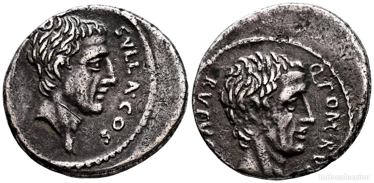 Monedas Roma Rep&uacute;blica: GENS POMPEIA. Denario. (Ar. 3,95g/18mm). 54 a.C. Roma. (FFC 1024; Crawford 434/1). Anv: Cabeza de Si
