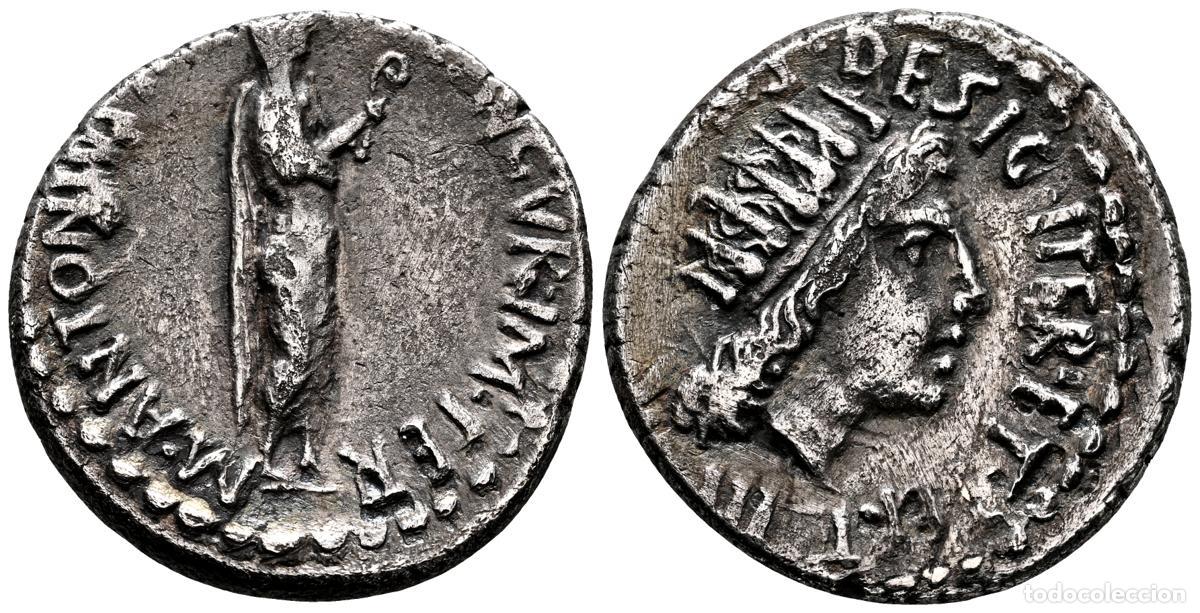 Monete Roma Repubblica: MARCO ANTONIO. Denario. (Ar. 3,58g/18mm). 38 a.C. Ceca volante. (FFC 19; Crawford 533/2). Anv: Marco