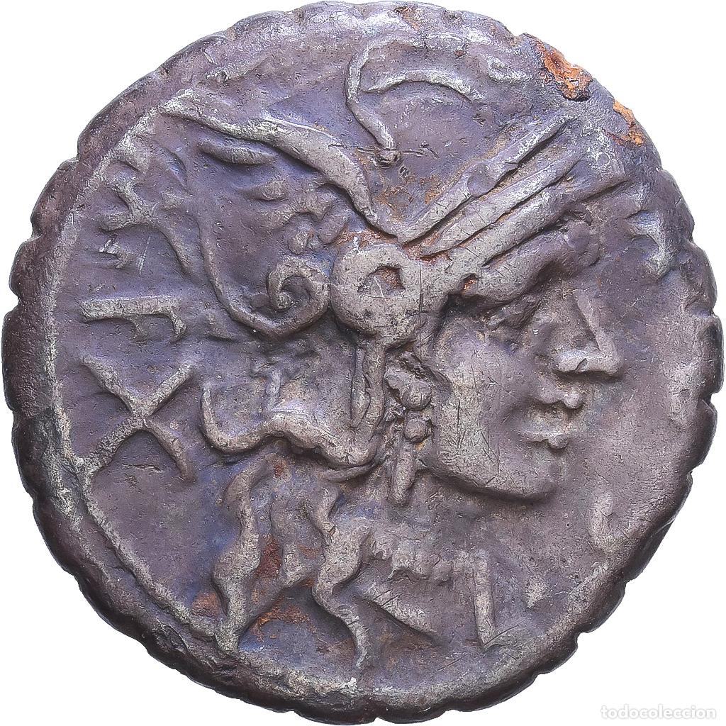 M&uuml;nzen R&ouml;mische Republik: [#1547781] Roman Republic, Cosconia, Denarius Serratus, 118, Narbo, Plata, BC+
