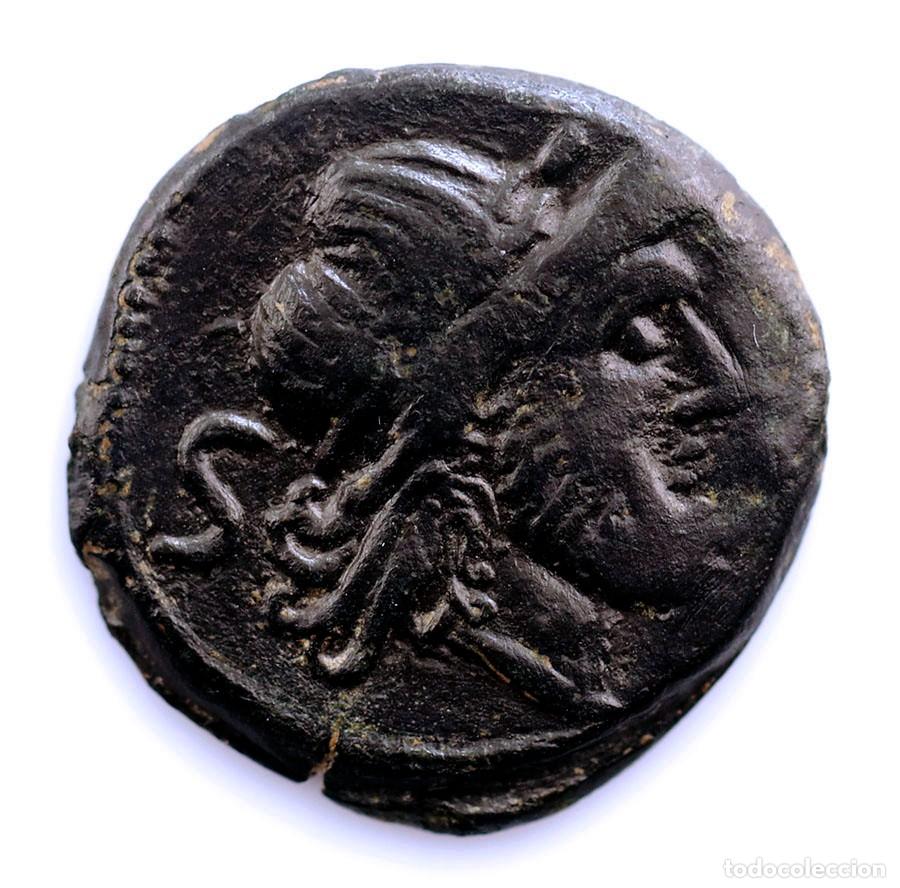 Monedas Roma Rep&uacute;blica: SC-Republica Romana. Semis 208 a.C. HISPANIA. MBC+/VF+ Cobre 5,65 g