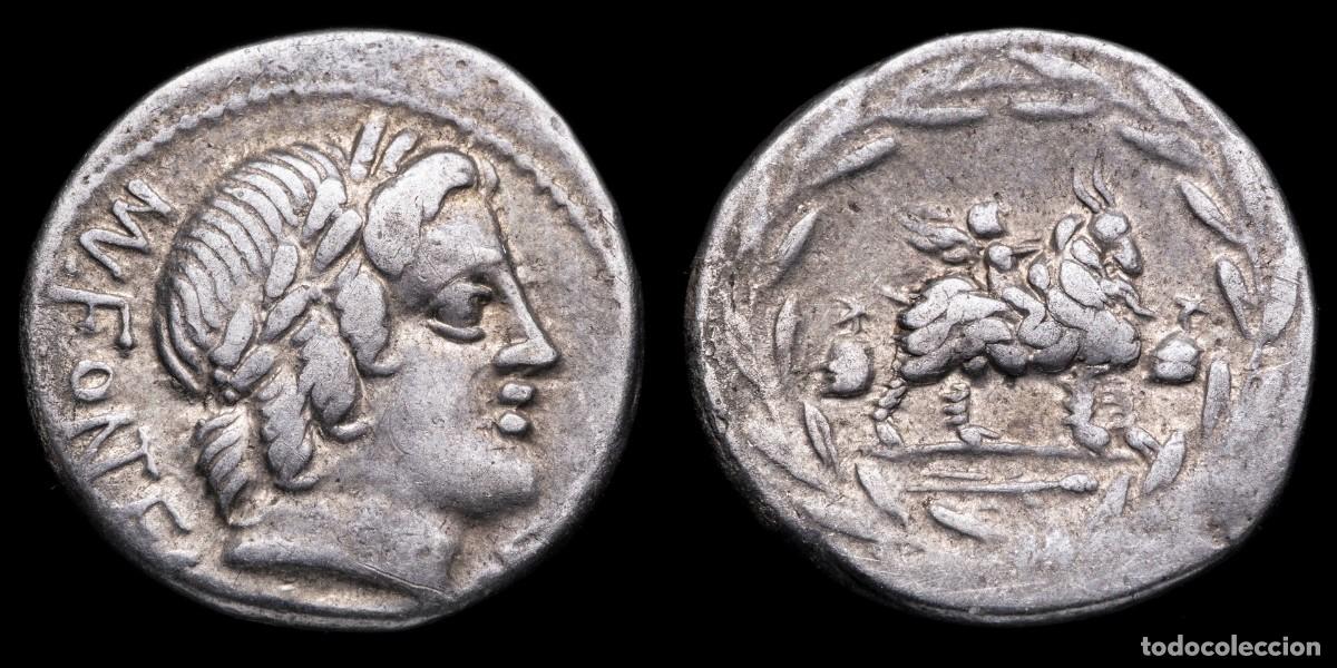 Monedas Roma Rep&uacute;blica: Roman Republican Denarius, Mn. Fonteius C.f. Denarius (85 b.C.) - 18 mm / 3,87 gr.