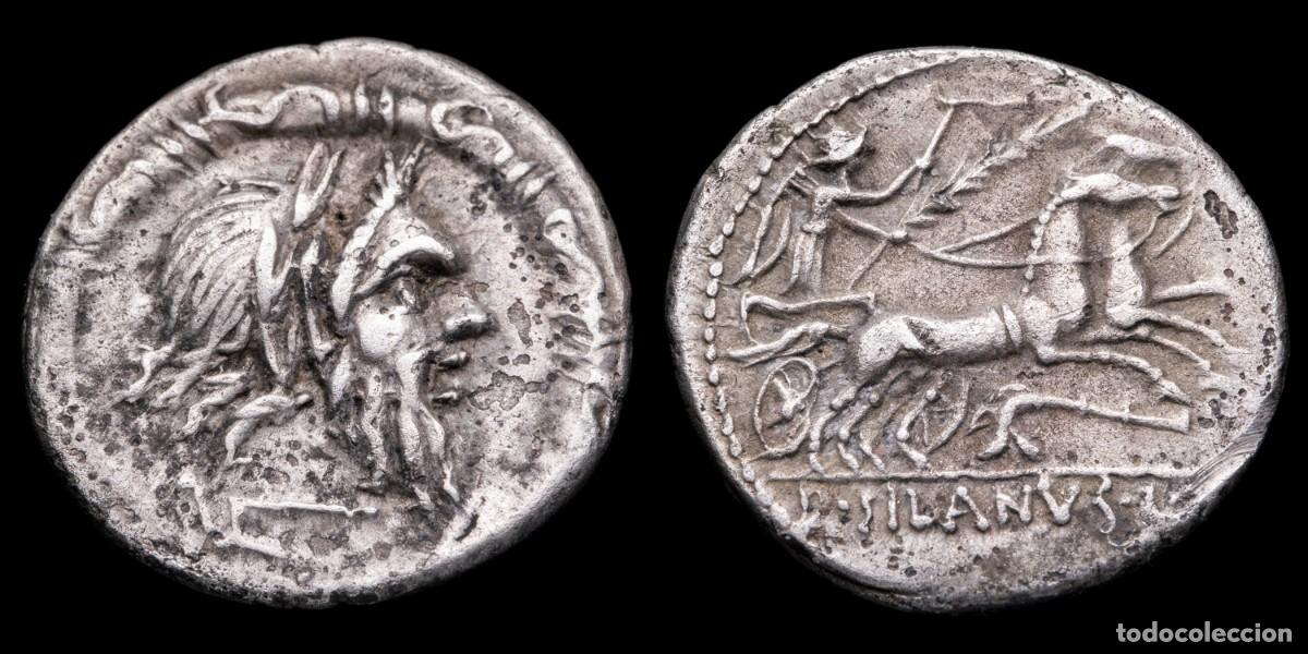 Monedas Roma Rep&uacute;blica: Roman Republican Denarius, D. Silanus l.f. (91 b.C.) - 19 mm / 3,67 gr.