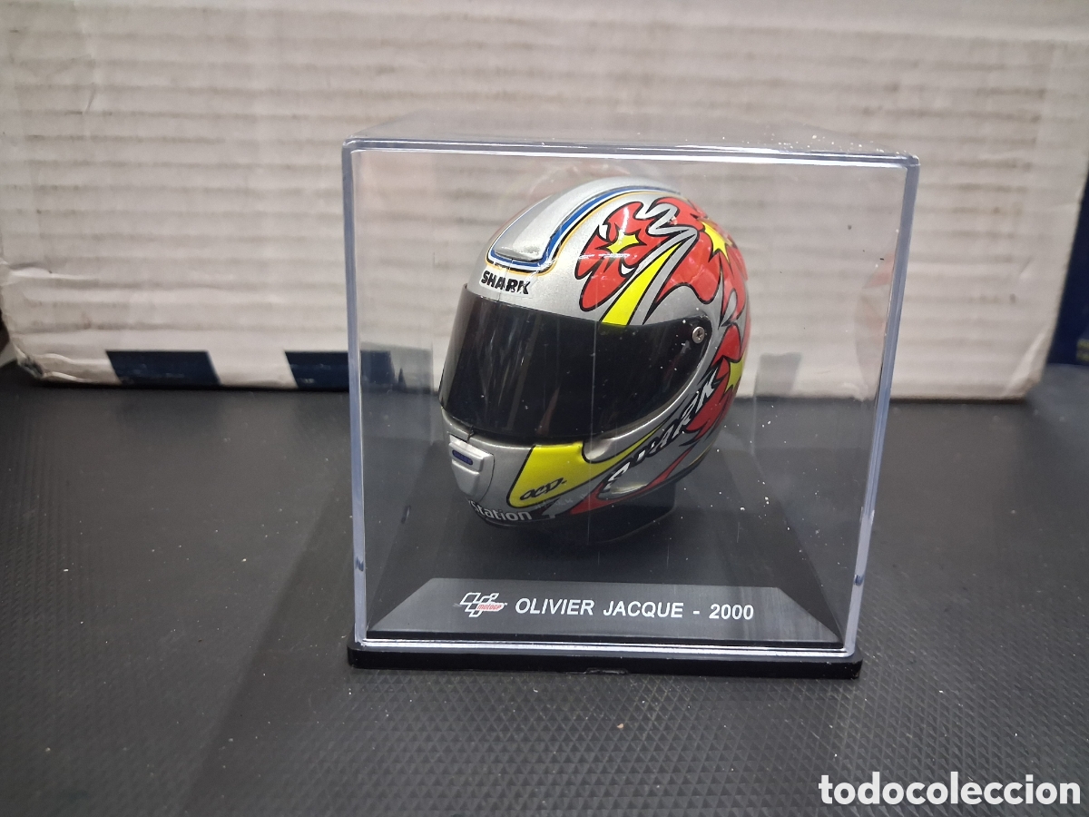 Motos &agrave; l'&eacute;chelle: CASCO 1:5 MOTO GP OLIVIER JACQUE 2000 NUEVO EN BLISTER ORIGINAL