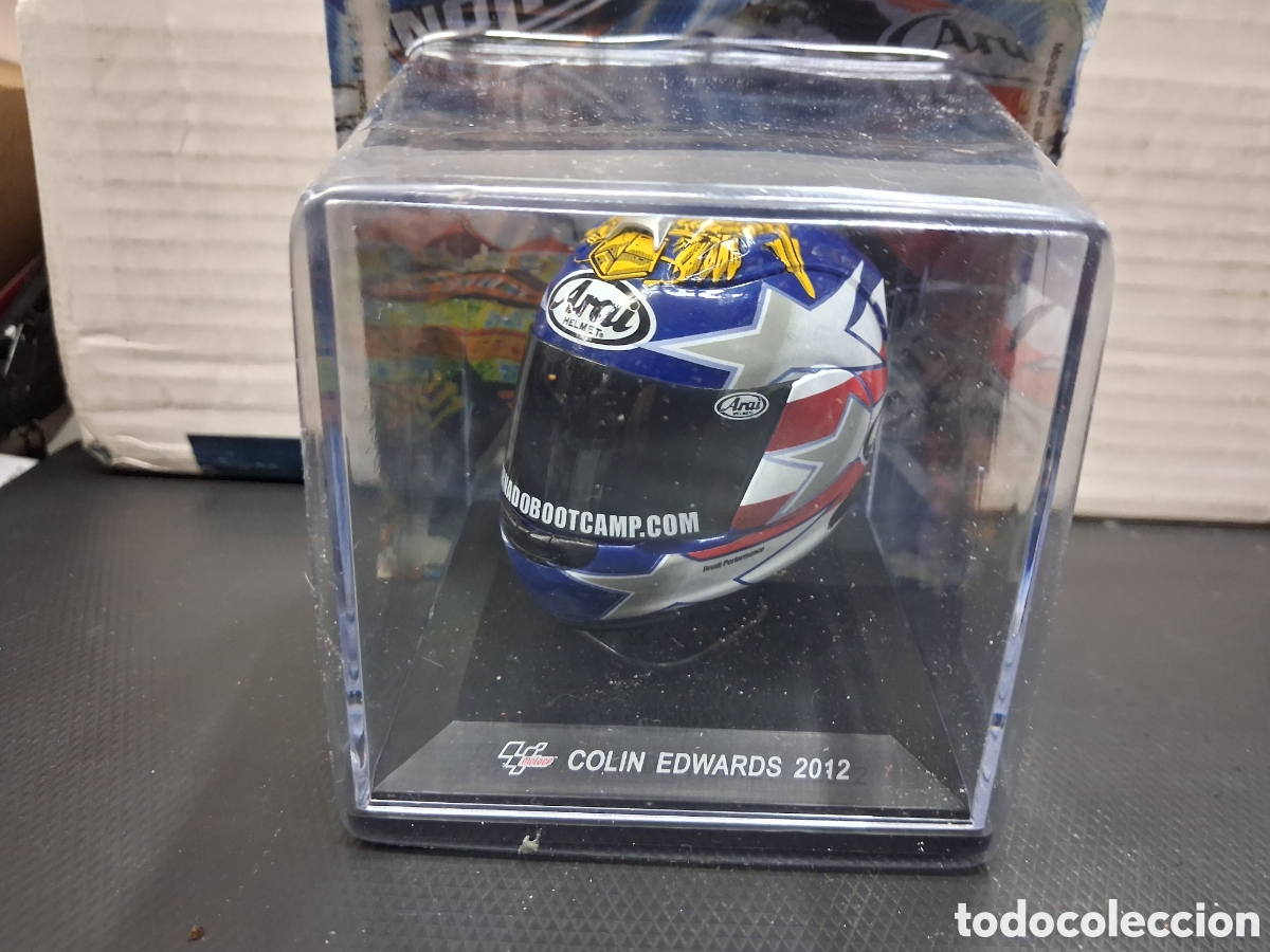 Motos a escala: CASCO 1:5 MOTO GP COLIN EDWARDS 2012 NUEVO EN BLISTER ORIGINAL