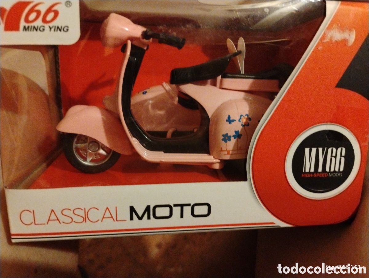 Motos a escala: Moto Scooter Vespa Rosa MY66 Escala 1:14 | Nueva (Caja Abierta)