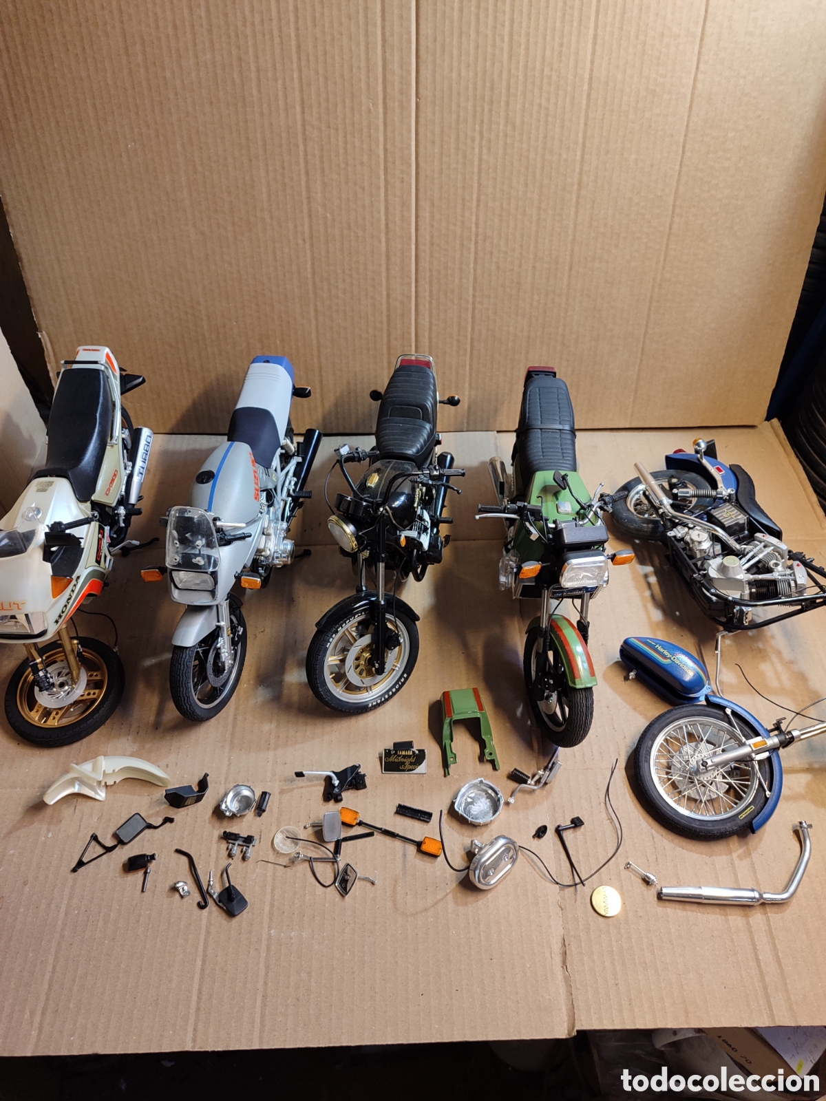 Motorradmodelle: Lote maquetas de motos honda cx500 turbo,Suzuki,Yamaha 1100,Kawasaki z1300,Harley davidson
