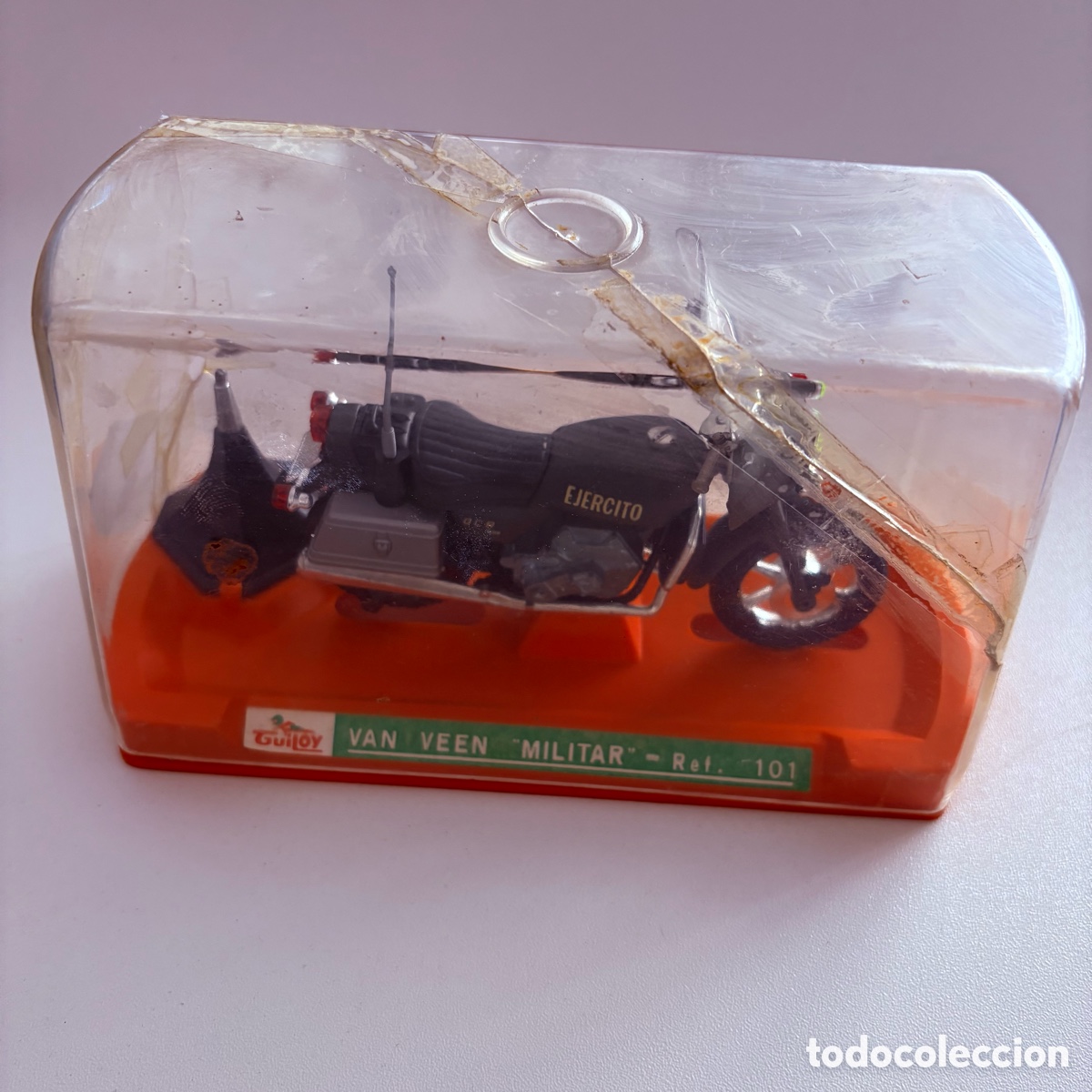 Motorradmodelle: motocicleta guiloy van veen militar ref. 101 en su caja y con peana