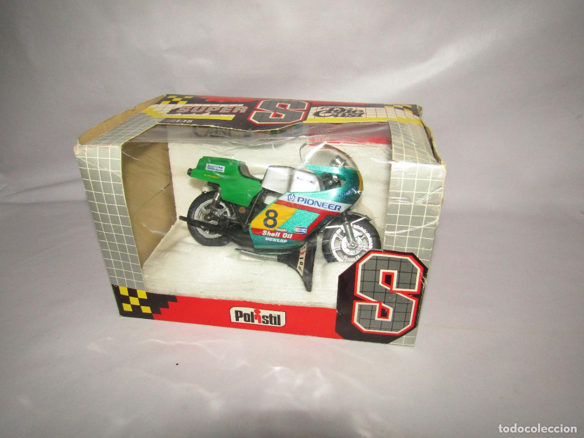 Motos a escala: Antigua Moto KAWASAKI 500 en Escala 1/15 de POLISTIL Made in Italy del A&ntilde;o 1983
