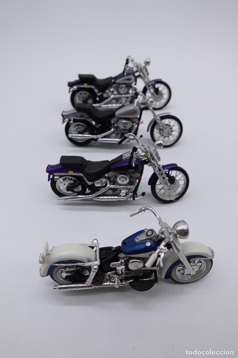 Motorradmodelle: LOTE 4 MOTOCICLETAS HARLEY DAVIDSON MAQUETA COLECCION A ESCALA