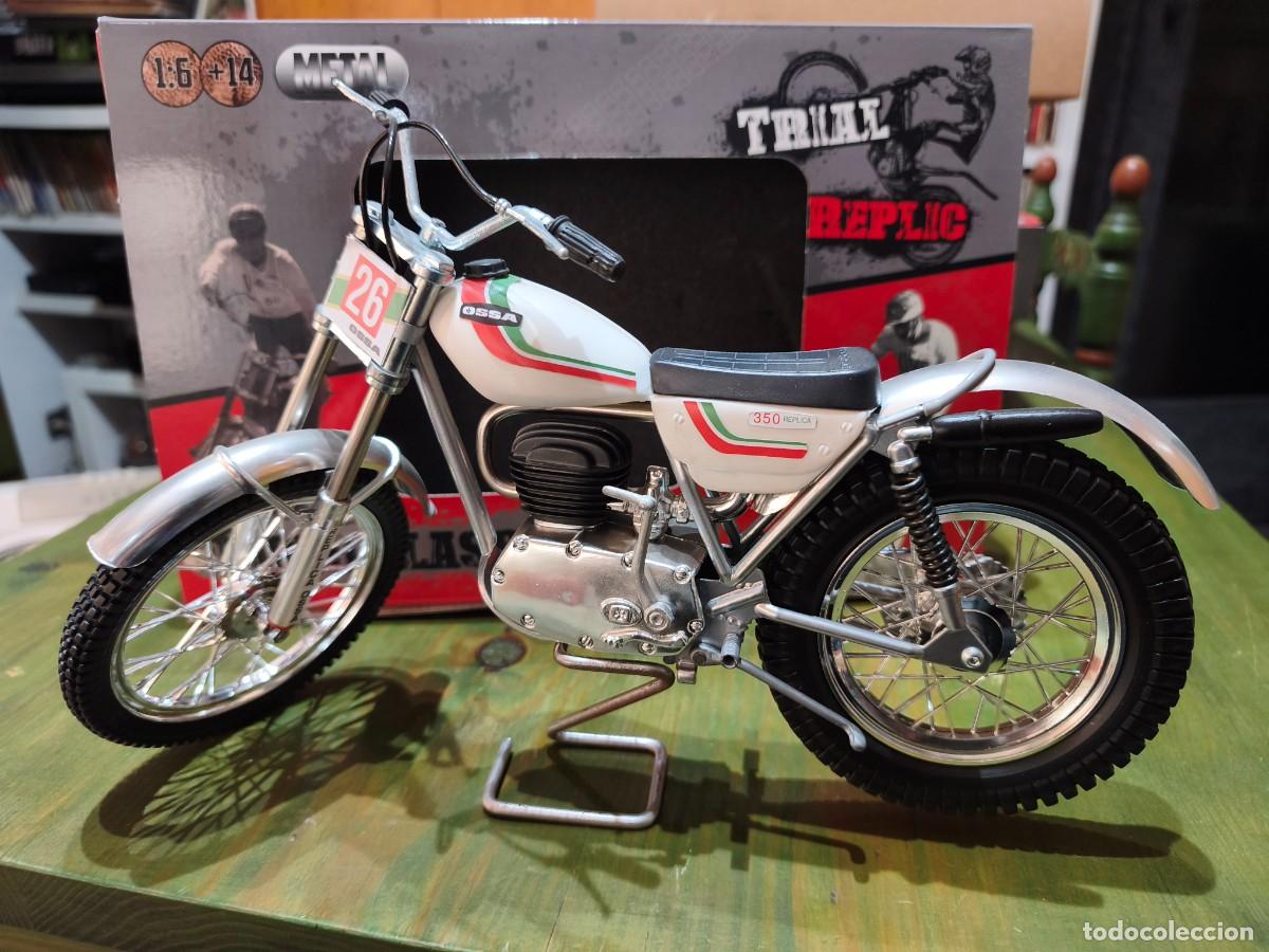 Motos a escala: Ossa 350 M.A.R.(1975-1977) Mick Andrews Replica. Moto Classic Trail. Metal. Escala 1/6. Trial Replic
