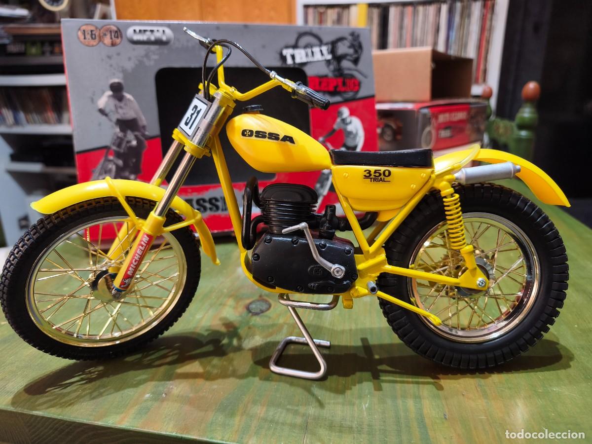 Motos a escala: Ossa 350 Trail Amarilla. Moto Classic Trail. Metal. Escala 1/6. Trial Replic.
