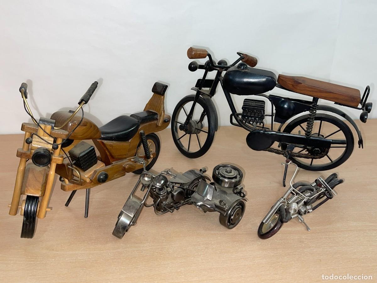 Motorradmodelle: Lote 4 Motos decorativas tipo Harley varios tama&ntilde;os r&eacute;plica vintage metal tornillos bikes sidecar