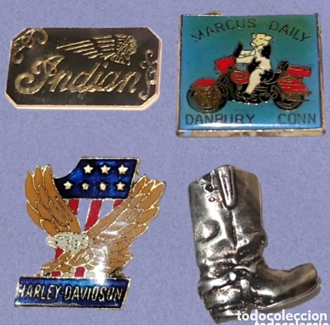 Motos: Lote 4 pin moteros motos motoclub riders Harley Indian Marcus Daily Sendra