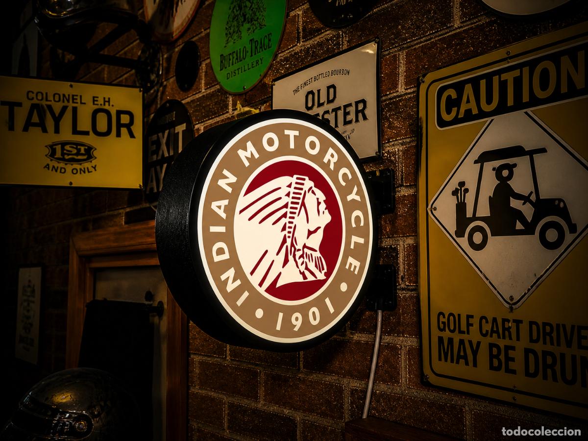 Motos: Cartel Luminoso LED INDIAN MOTORCYCLE 1901