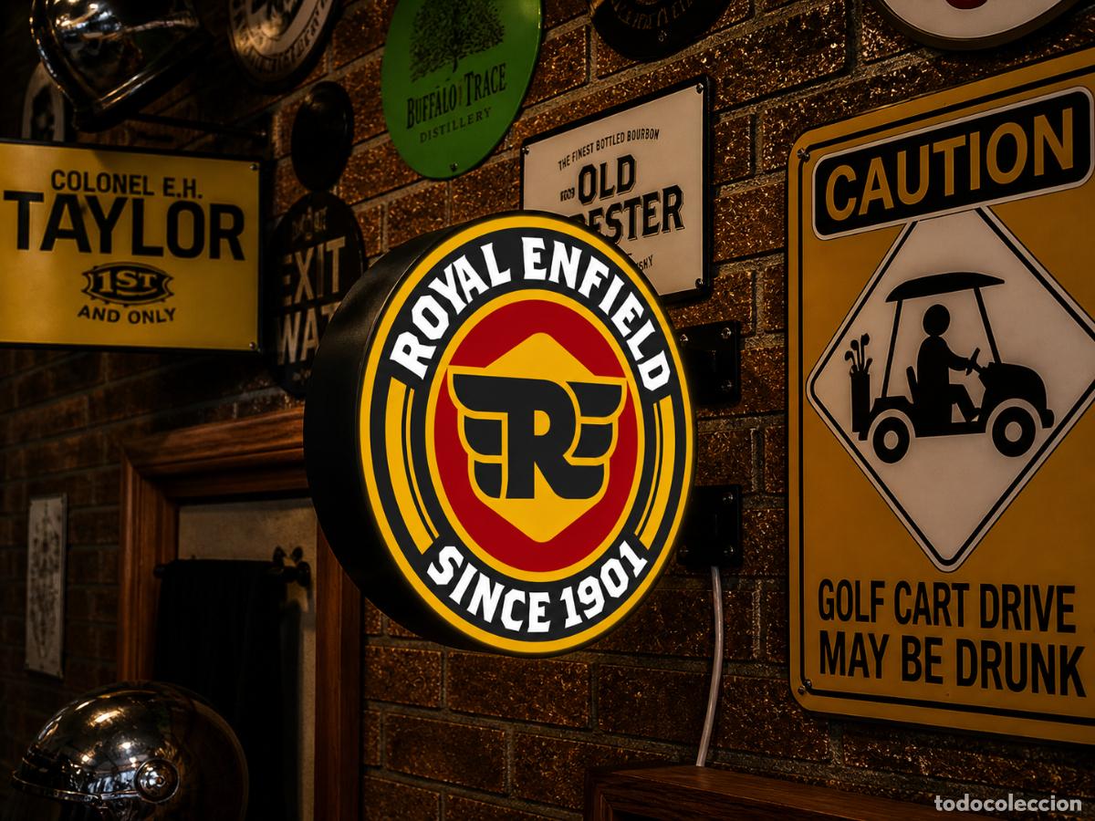 Motos: Cartel Luminoso LED ROYAL ENFIELD SINCE 1901