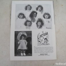 Muñeca Cayetana: HOJA PUBLICITARIA ORIGINAL DE LA MUÑECA CAYETANA. CON FOTO DE LA DUQUESA DE ALBA 1945. Lote 328022023