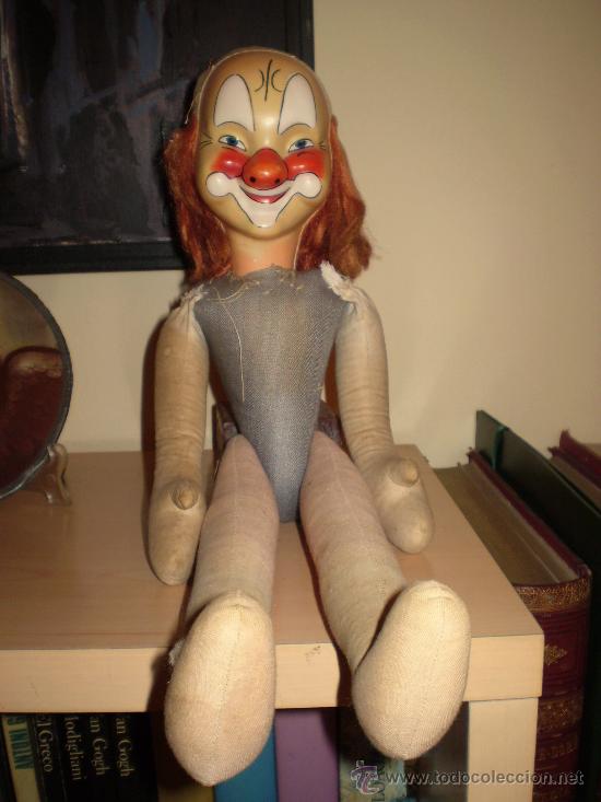 Mu&ntilde;eca espa&ntilde;ola clasica: *MU&Ntilde;ECO PAYASO DE TELA CON CARA DE CELULOIDE - Foto 1