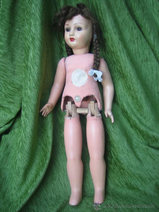 Mu&ntilde;eca espa&ntilde;ola clasica: Mu&ntilde;eca de composicion y madera, hacia 1920. - Foto 1