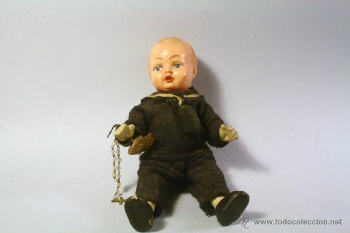 Mu&ntilde;eca espa&ntilde;ola clasica: Mu&ntilde;eco de Celuloide Primera Comunion. a&ntilde;os 50. 16cm. - Foto 1
