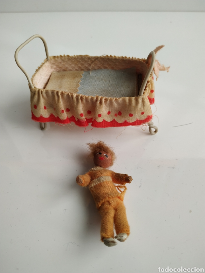 Mu&ntilde;eca espa&ntilde;ola clasica: Antigua mu&ntilde;eca y cuna hecha a mano - Foto 3