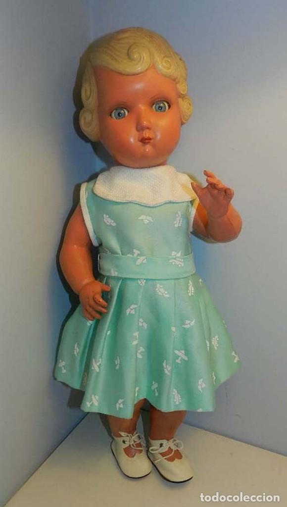 Mu&ntilde;eca espa&ntilde;ola clasica: MU&Ntilde;ECA DE CELULOIDE DE LA CASA ICSA-FINALES DE LOS 40- MIDE 48 CM - MARCADA EN LA NUCA CON EL LOGO - Foto 2