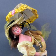 Bambola spagnola classica: MUÑECA TRAPO LAYNA SOMBRILLA CABARET CABARETERA AÑOS 50 LLEVA LA ETIQUETA ORIGINAL 36 CM ALTO
