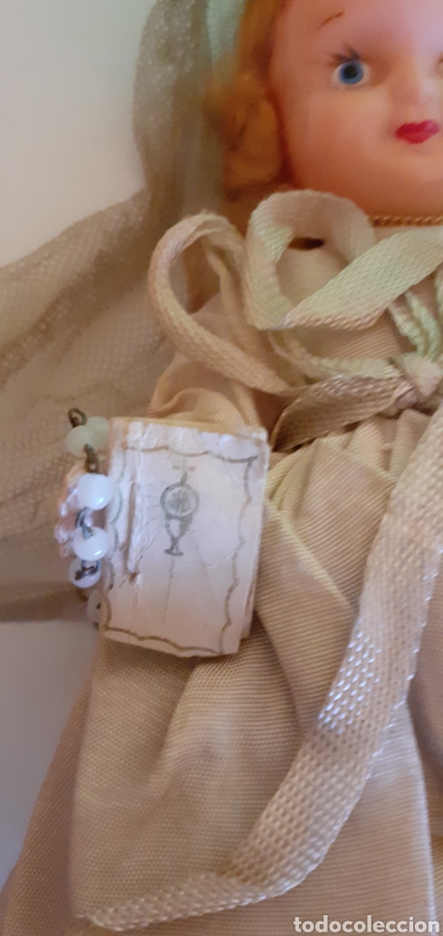 Mu&ntilde;eca espa&ntilde;ola clasica: ANTIGUA MU&Ntilde;ECA DE COMUNION DE CELULOIDE CON SU ROSARIO - Foto 17