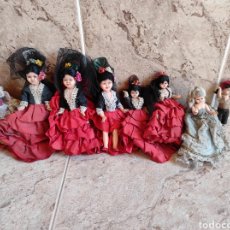 Muñeca española clasica: LOTE DE 8 MUÑECAS DE CELULOIDE VESTIDAS DE SEVILLANA - FLAMENCA - GRAIN ESPAÑA -. Lote 280236563