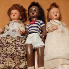 Bambola spagnola classica: LOTE TRES MUÑECAS ANTIGUAS RESTAURAR O DONANTES. Lote 363541600