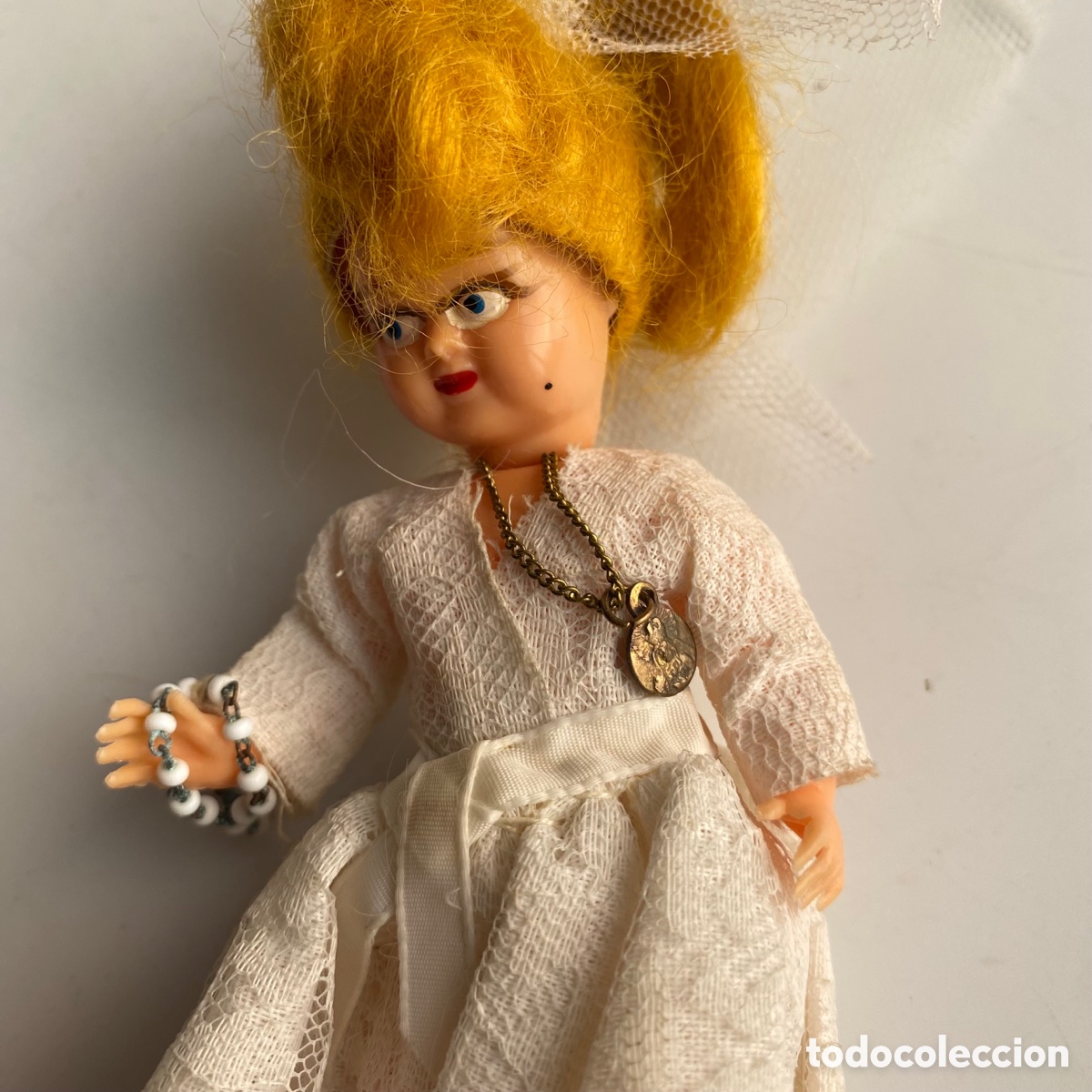 Mu&ntilde;eca espa&ntilde;ola clasica: Mu&ntilde;eca de celuloide 14 cm. primera comuni&oacute;n - Foto 2