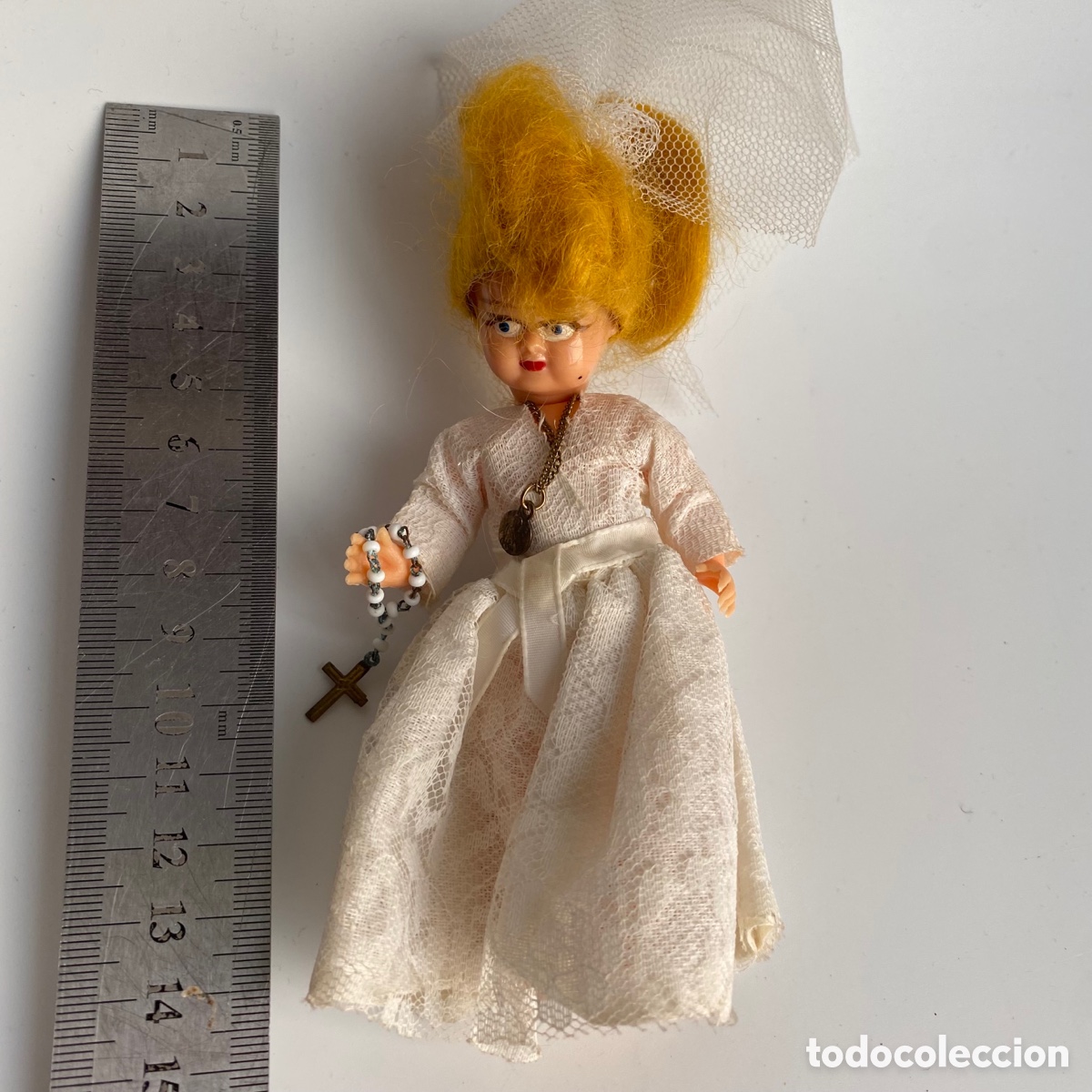 Mu&ntilde;eca espa&ntilde;ola clasica: Mu&ntilde;eca de celuloide 14 cm. primera comuni&oacute;n - Foto 1