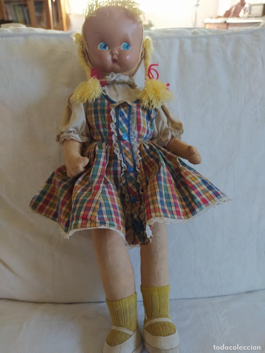 Mu&ntilde;eca espa&ntilde;ola clasica: Mu&ntilde;eca de trapo, cara de celuloide. 45cm - Foto 1