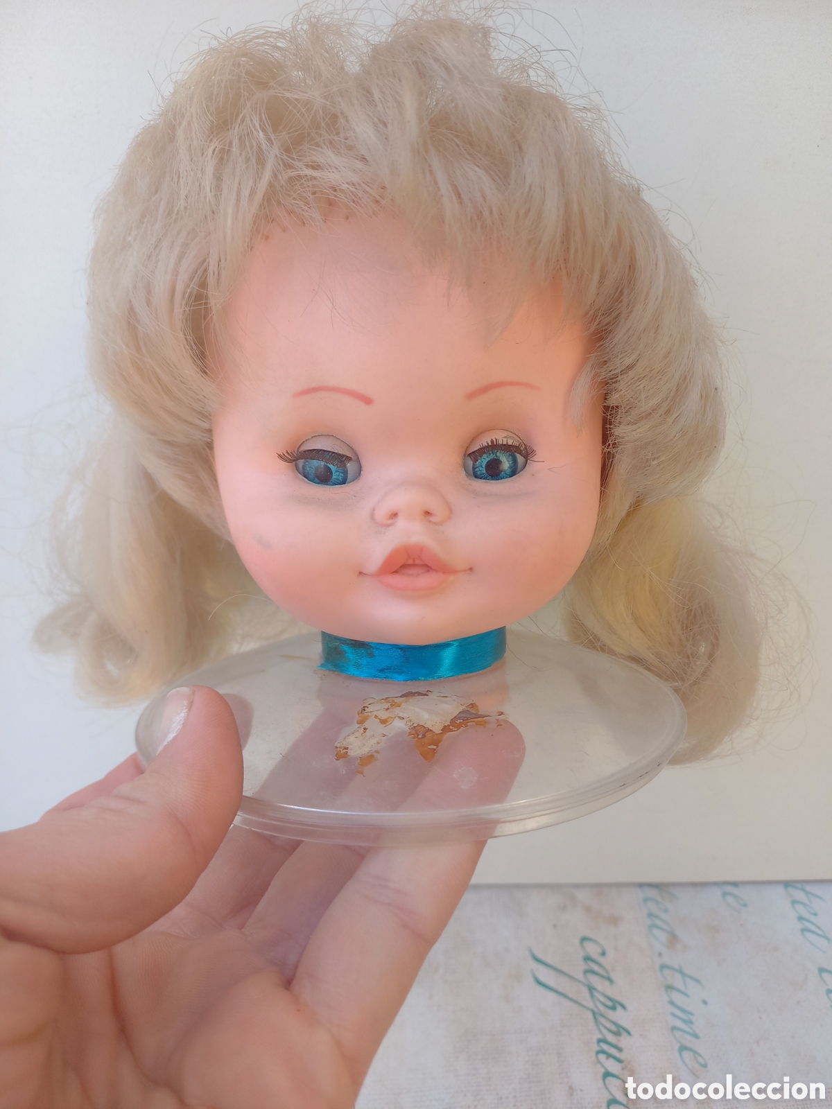 Mu&ntilde;eca espa&ntilde;ola clasica: Cabeza de mu&ntilde;eca expositor a&ntilde;os 70 - Foto 3