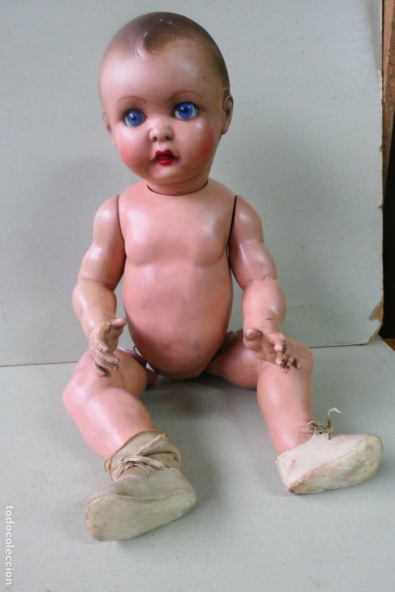 Mu&ntilde;eca espa&ntilde;ola clasica: Antiguo Mu&ntilde;eco beb&eacute;, bebote de composicion. - Foto 1