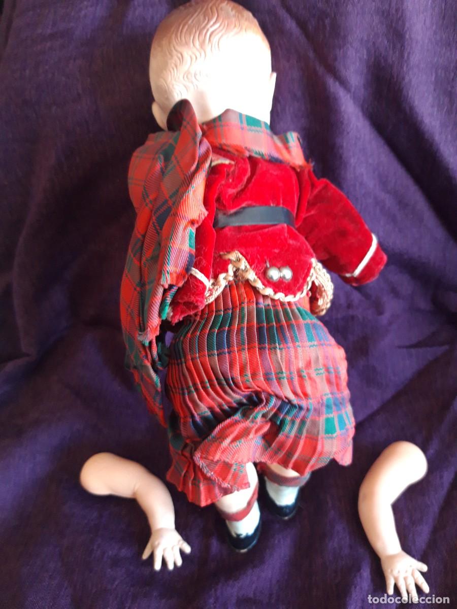 Mu&ntilde;eca espa&ntilde;ola clasica: Mu&ntilde;eco de celuloide, para restaurar, con traje de Gales. - Foto 5