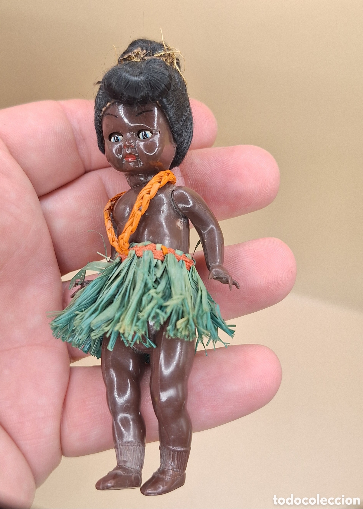 Mu&ntilde;eca espa&ntilde;ola clasica: Antigua Mu&ntilde;eca Negrita de Celuloide - Foto 3