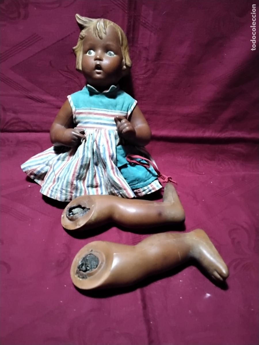 Mu&ntilde;eca espa&ntilde;ola clasica: ANTIGUA MU&Ntilde;ECA SIN MARCA DE GOMA MARR&Oacute;N
