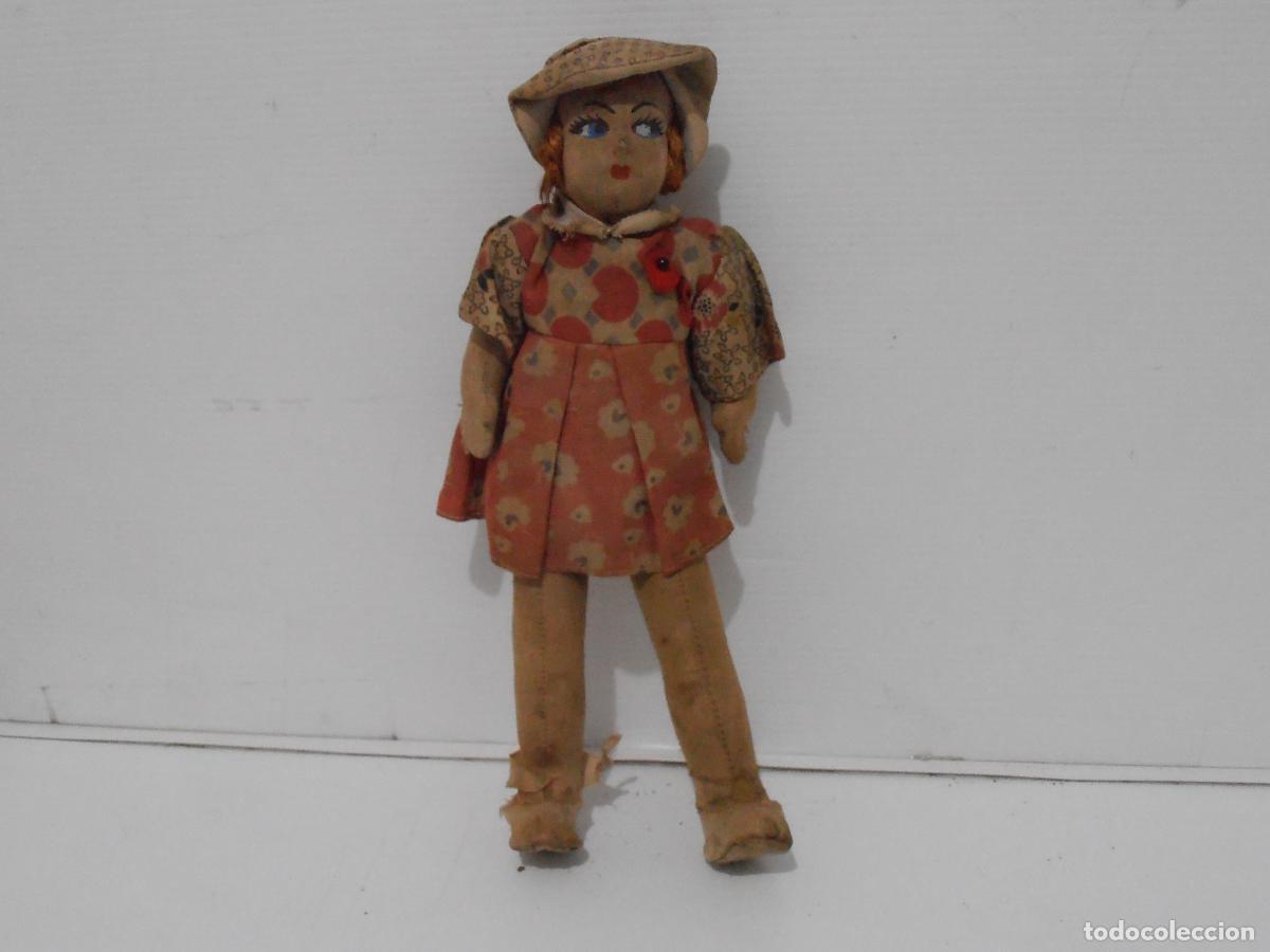 Mu&ntilde;eca espa&ntilde;ola clasica: ANTIGUA MU&Ntilde;ECA TELA Y TRAPO, PRINCIPIOS SIGLO XX, 27CM