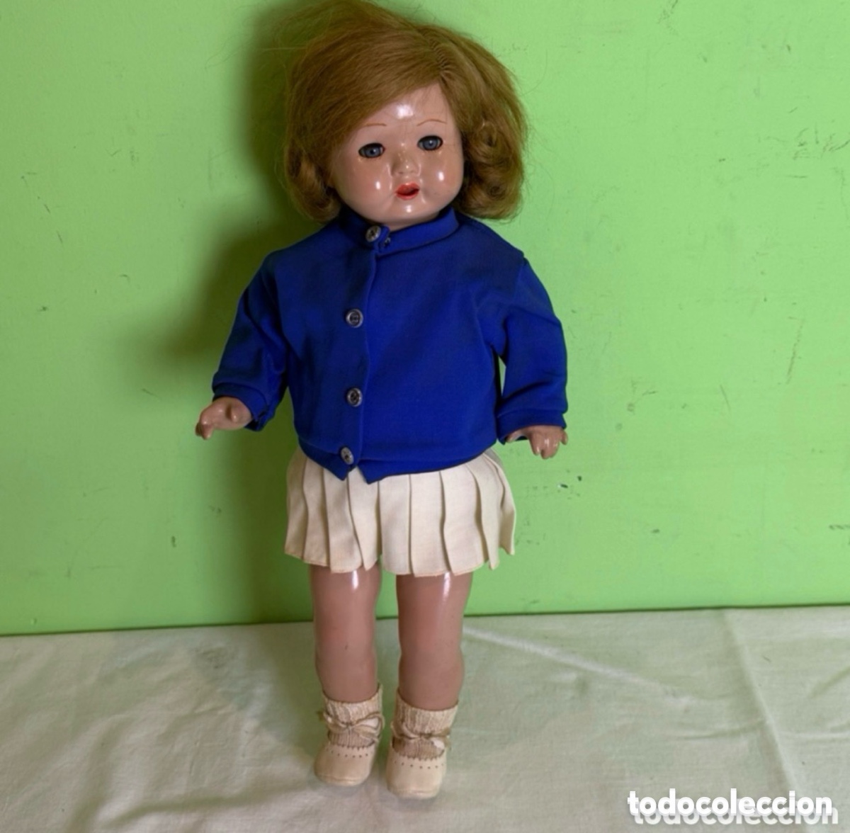 Klassische spanische Puppen: RARA Mu&ntilde;eca antigua espa&ntilde;ola cart&oacute;n piedra con voz tipo Mariquita P&eacute;rez 40 cm