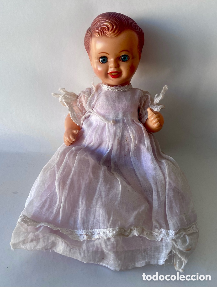 Mu&ntilde;eca espa&ntilde;ola clasica: Mu&ntilde;eca de comuni&oacute;n de los a&ntilde;os 40 de celuloide Vestido original