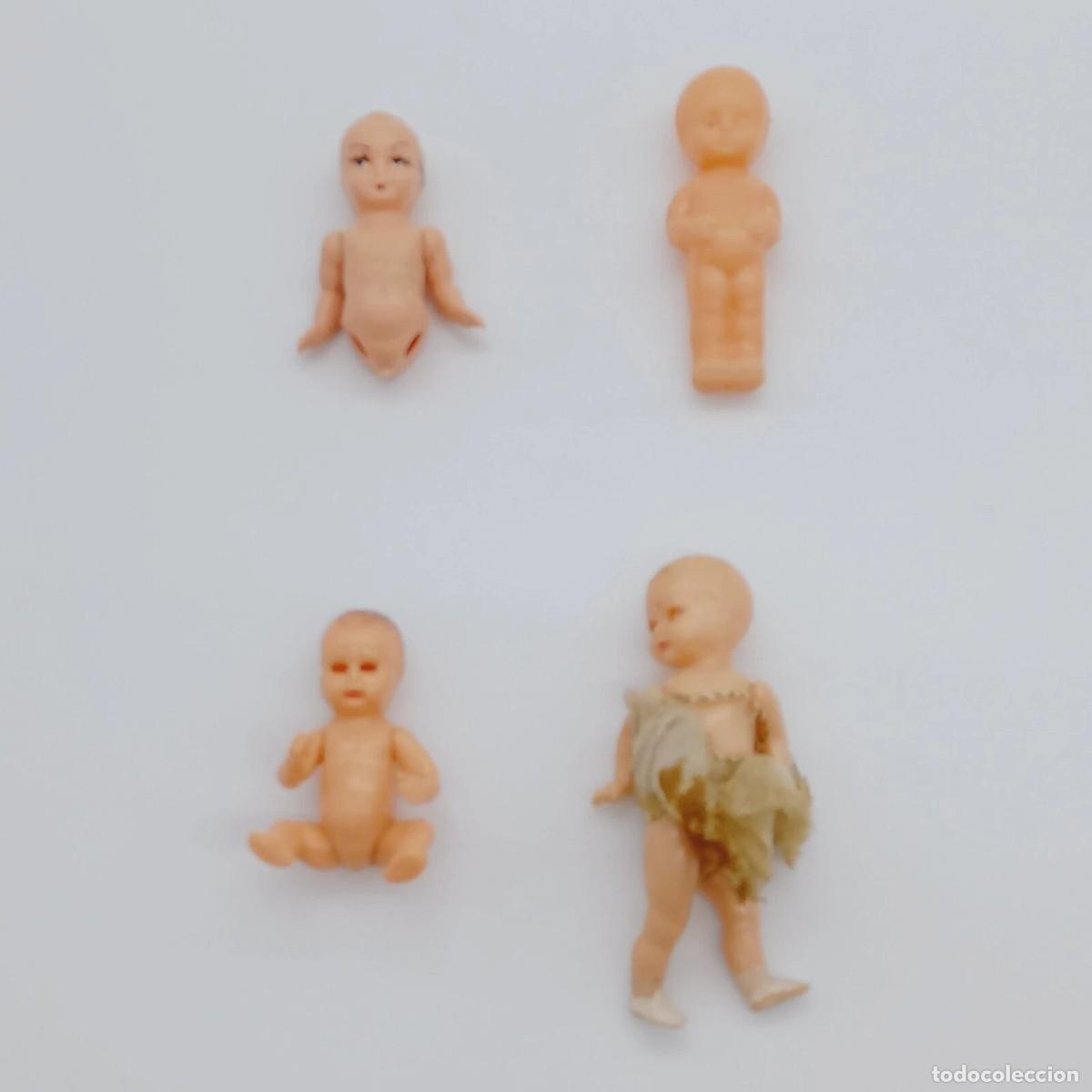 Mu&ntilde;eca espa&ntilde;ola clasica: Lot x4 Mini mu&ntilde;ecos Bebes antiguos vintage from 60-70' made in Spain