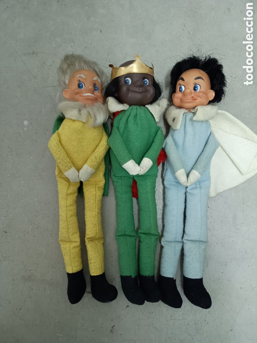 Mu&ntilde;eca espa&ntilde;ola clasica: TRES REYES MAGOS - MU&Ntilde;ECOS CABEZA DE GOMA, CUERPO DE TRAPO - 30cm - A&Ntilde;OS 60 RAROS DE ENCONTRAR