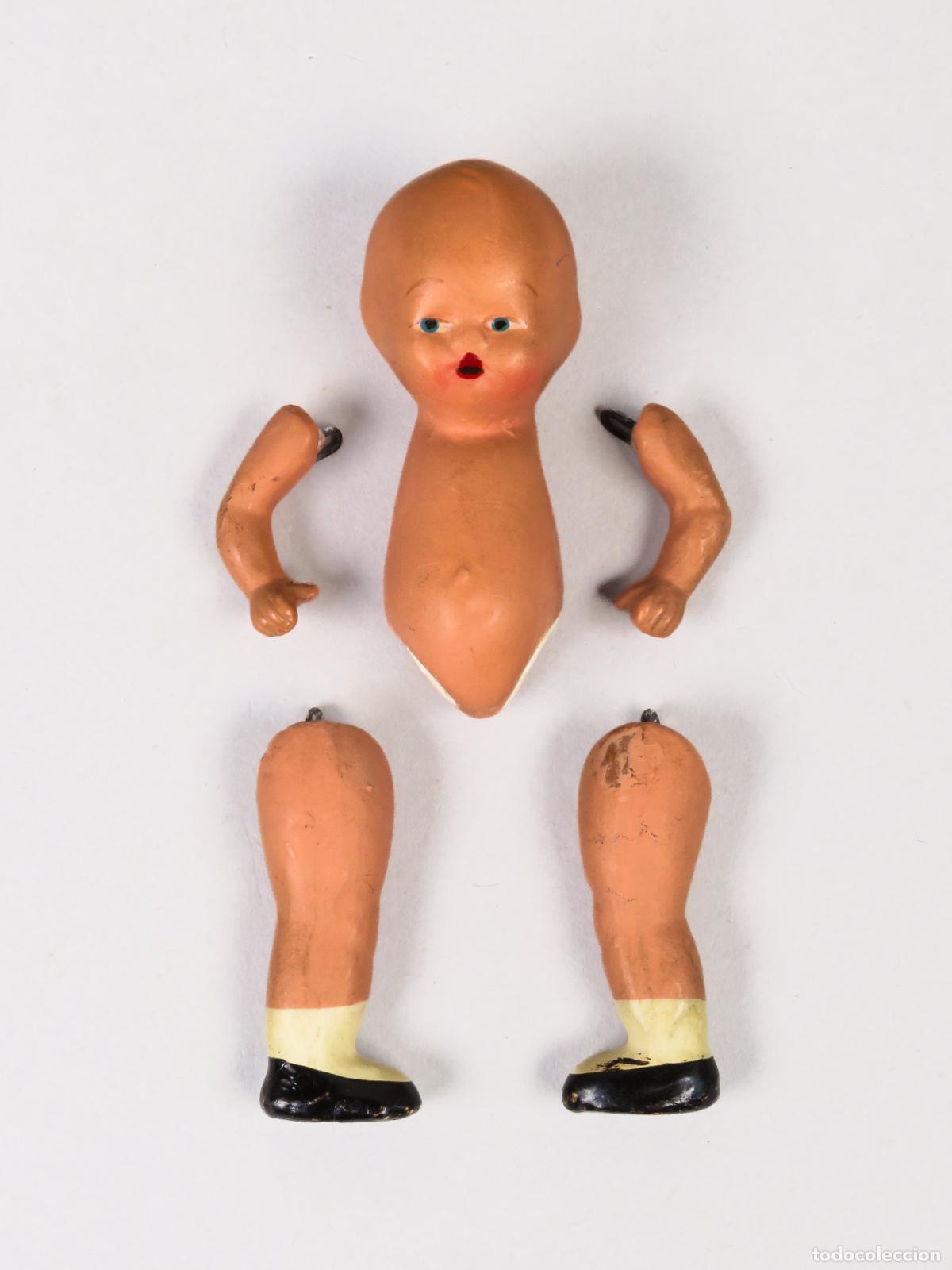 Mu&ntilde;eca espa&ntilde;ola clasica: Bebe terracota ojos pintados para poner gomas 10 cm