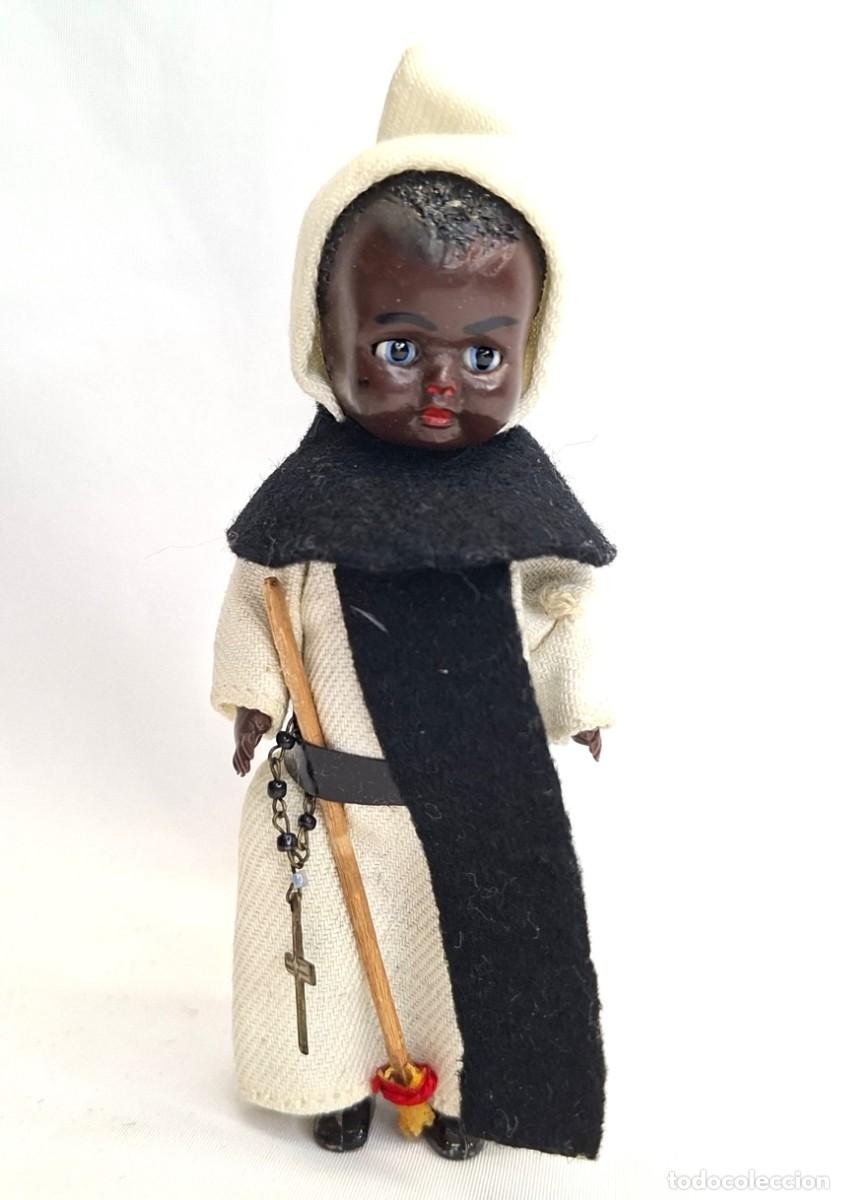 Mu&ntilde;eca espa&ntilde;ola clasica: MU&Ntilde;ECO OJOS DURMIENTES, SAN MARTIN DE PORRES, MIDE 10 cm.