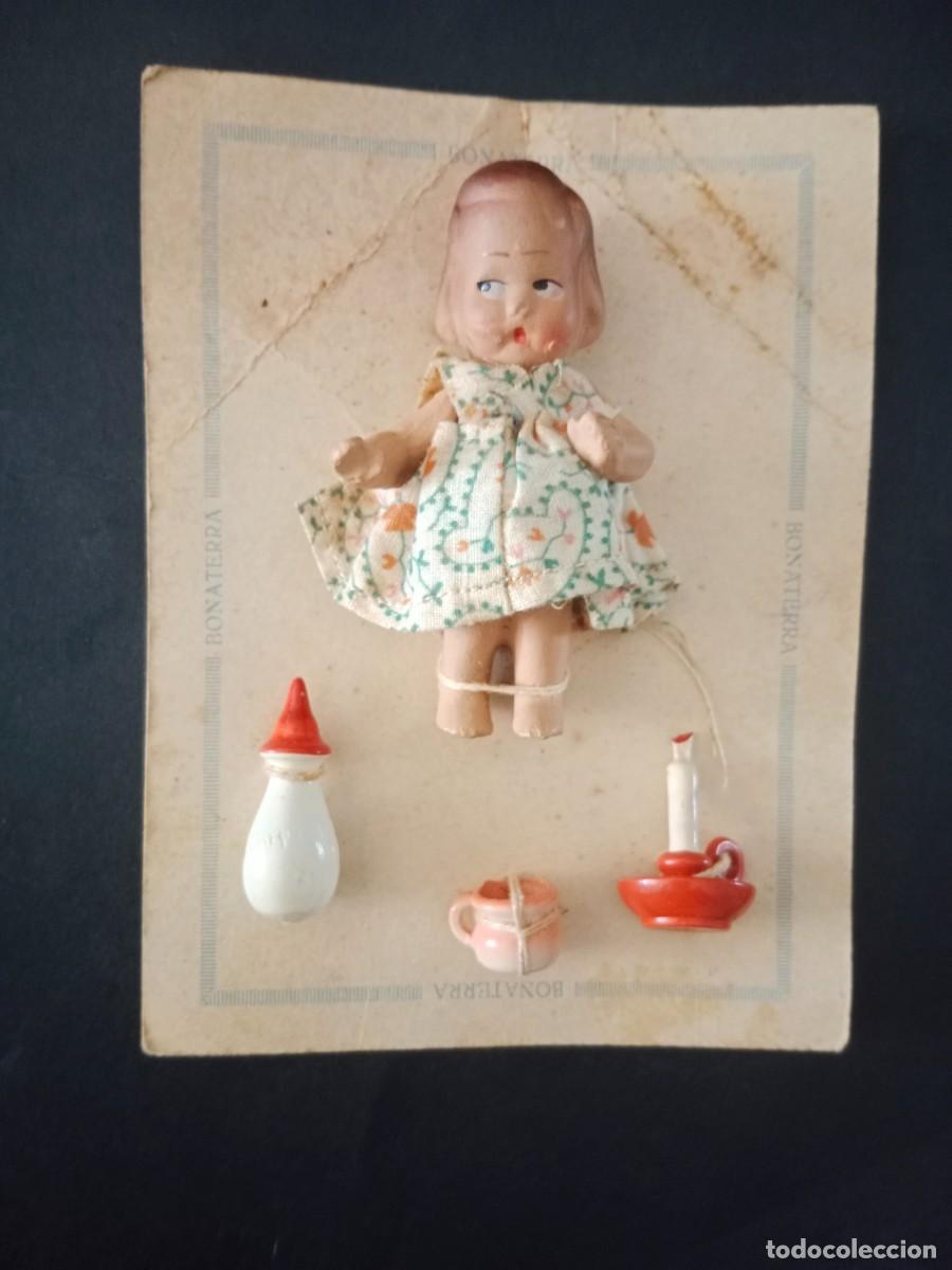 Mu&ntilde;eca espa&ntilde;ola clasica: RARA Y ANTIGUA ARTESANIA 1947 R. BONATERRA BARCELONA - PEQUE&Ntilde;A MU&Ntilde;ECA TERRACOTA CON CANDIL BIBERON