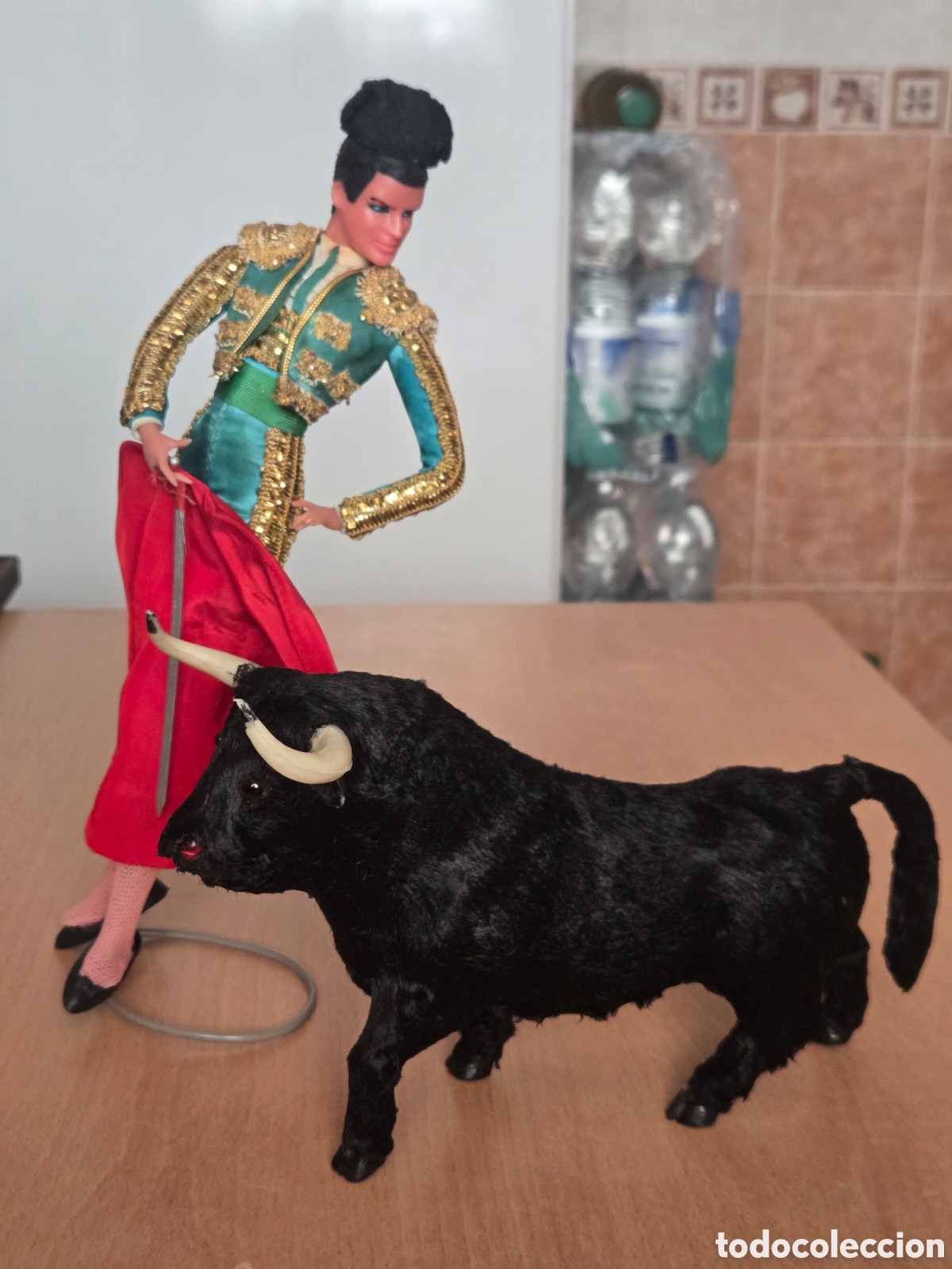 Mu&ntilde;eca espa&ntilde;ola clasica: Gran mu&ntilde;eco torero Mar&iacute;n con toro