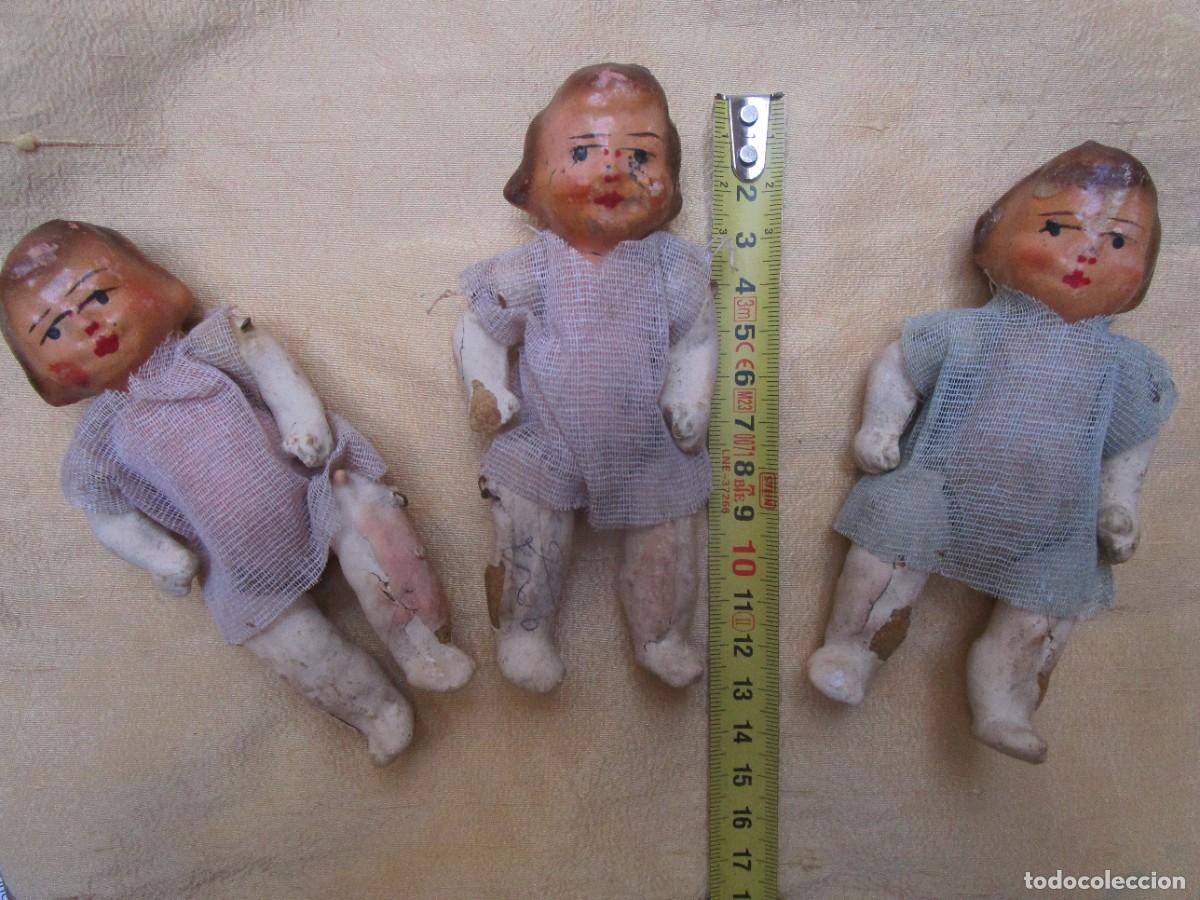 Mu&ntilde;eca espa&ntilde;ola clasica: PEQUE&Ntilde;A MU&Ntilde;ECA POSGUERRA 40's CARTON PIEDRA PEPONA - NO JUGADA 13CM, ARTESANAL + INFO.